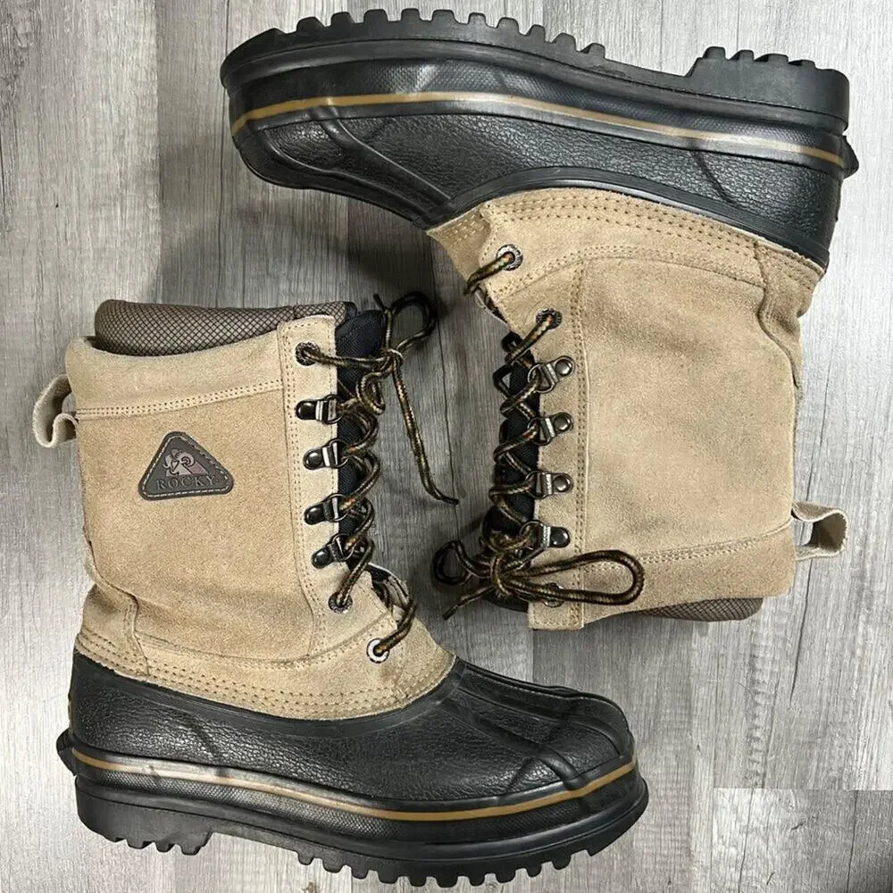 ROCKY 7856 INSULATED BROWN LEATHER RUBBER SOLE Boots MENS 8M